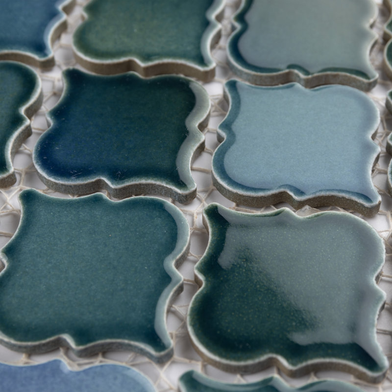 Hudson Tangier 2" x 2" Porcelain Arabesque Mosaic Wall & Floor Tile, Lagoon