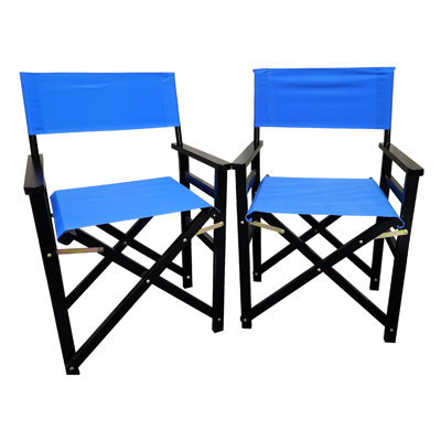 2 chaises pliantes - Chaise de réalisateur en toile bleue. Avec 100% de bois de peuplier. Capacité de charge élevée. Facile à nettoyer et respirant. Pliable pour le transport et le rangement. Pour adultes. 23 po Profondeur, 20 largeur,