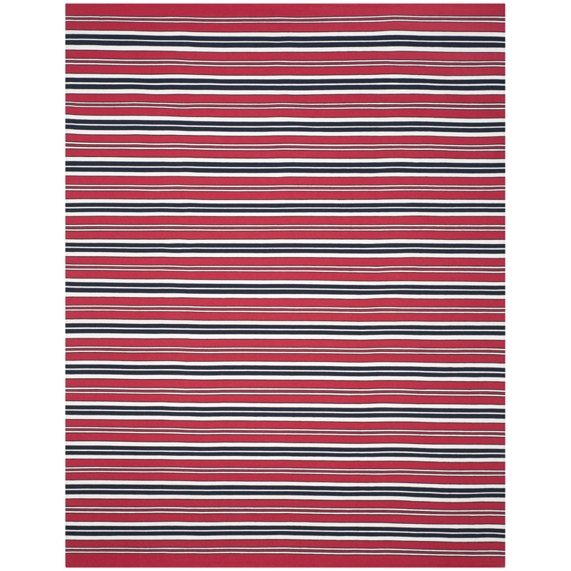 Flatweave Striped Area Rug in Red/Black, Rectangle 8' x 10'