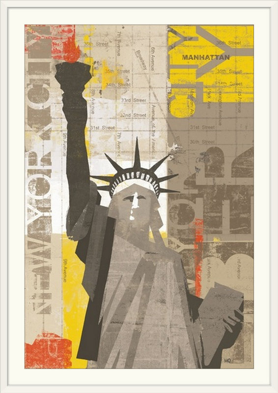 «Ahearn Liberty» par Michael Mullan, impression, H 32 po x l 24 po x P 1 po, Cadre blanc