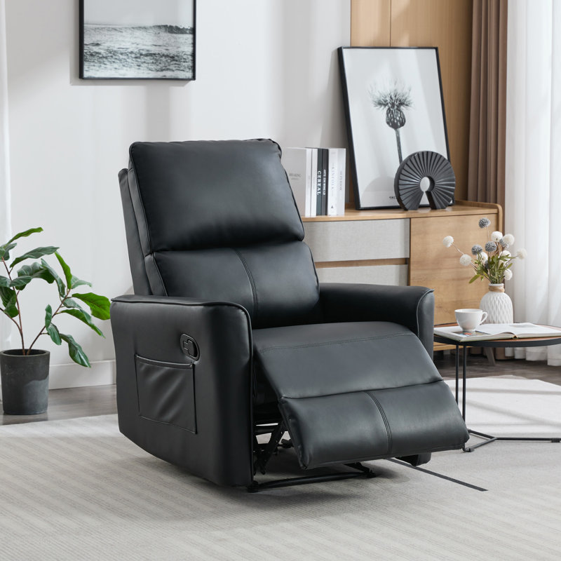 Susin 77cm Wide Wall Recliner Standard Recliner, Black Leather Match