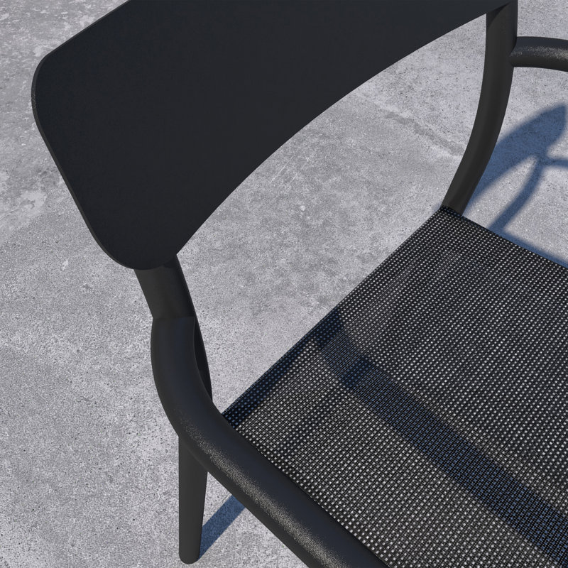 Chaises de salle à manger empilables d'extérieur Nicholas, Noir