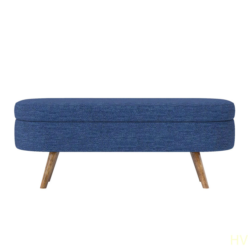 Ottoman Oval Storage Bench,Rubber Wood Legs(43.5"X16"X16")