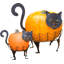 2 Piece Cat Pumpkin Holder Figurine Set