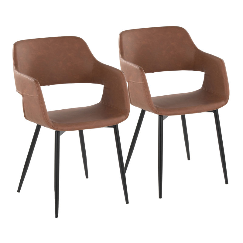 Margarite Contemporary Dining/Accent Chair In Black Metal And Cream Faux Leather By Lumisource - Set Of 2, Cream, Black