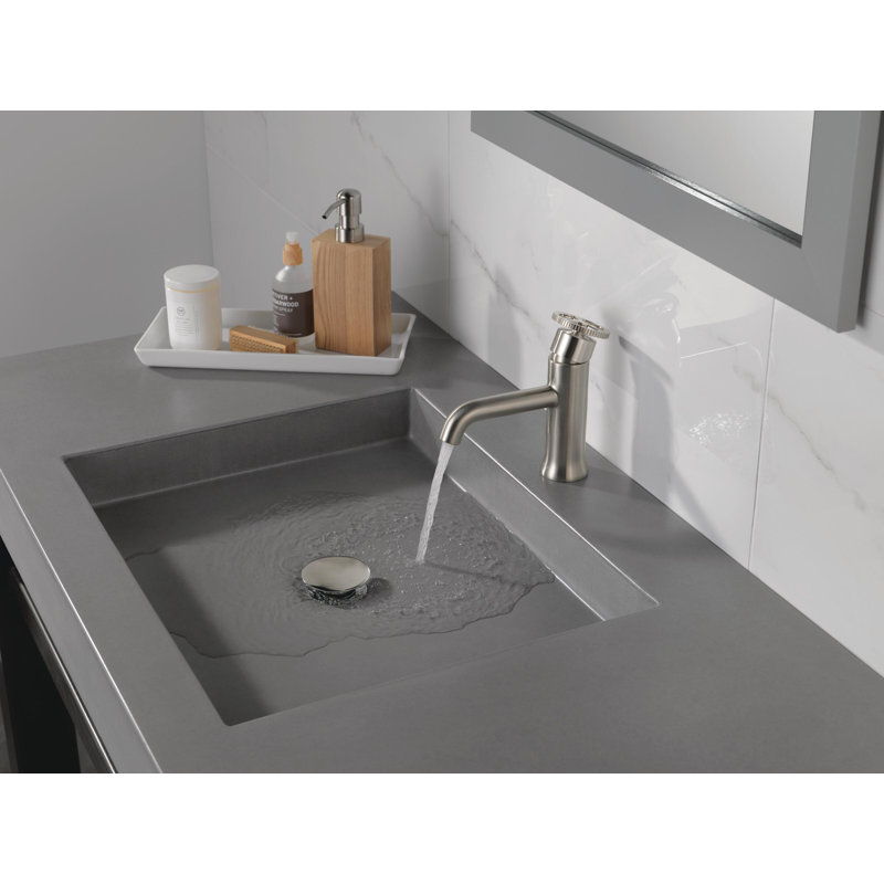 Trinsic Single Hole Bathroom Faucet with Wheel Handle, Single Handle Bathroom Sink Faucet, Stainless