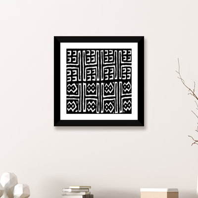 «Mudcloth Black Geometric Design VII» par Ellie Roberts, reproduction d'art graphique
