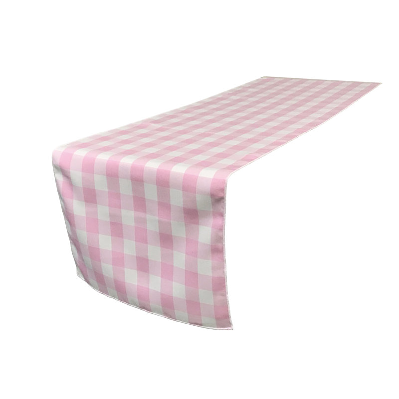 Evemarie Gingham Table Runner, White / Pink