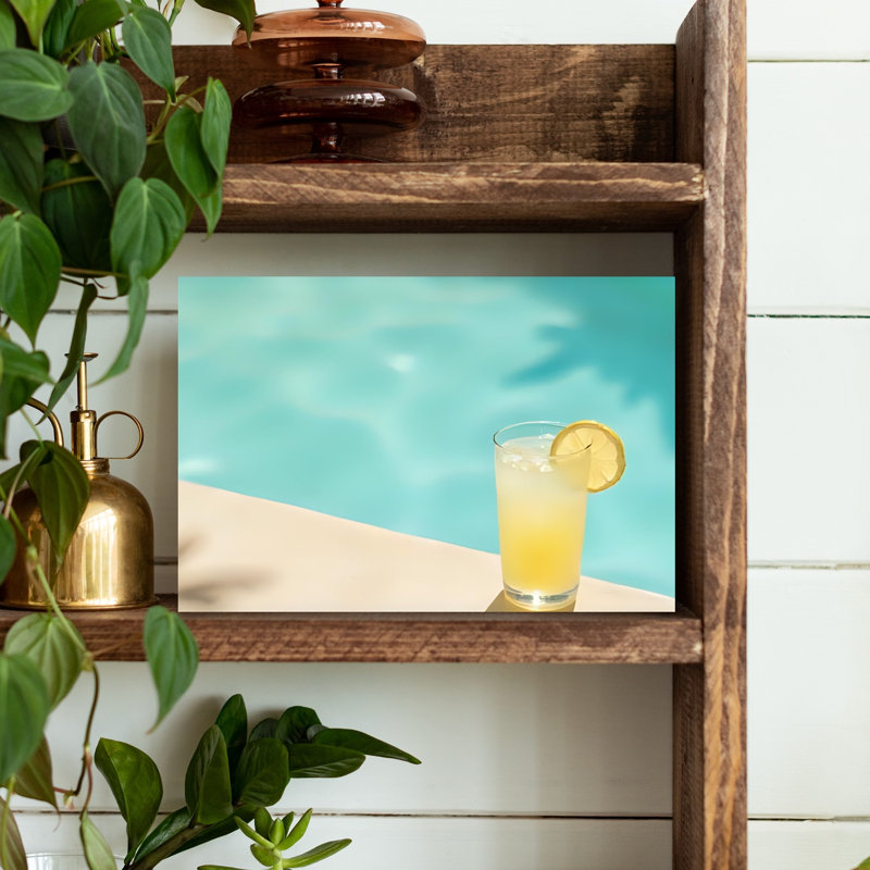 «Sunny Poolside Lemonade Tranquil Abstract Contemporary Summer», reproduction d'art mural, H 12 po x l 18 po