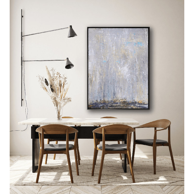 Blue Rain III by John Beard, 25.5" H x 21.5" W x 1.75" D, Black Framed Canvas