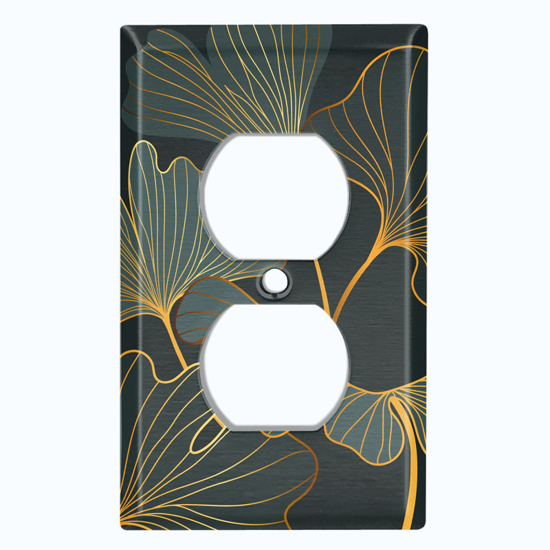 Green Lily Plant Leaves Paint Print 1 - Gang Toggle Light Switch Standard Wall Plate