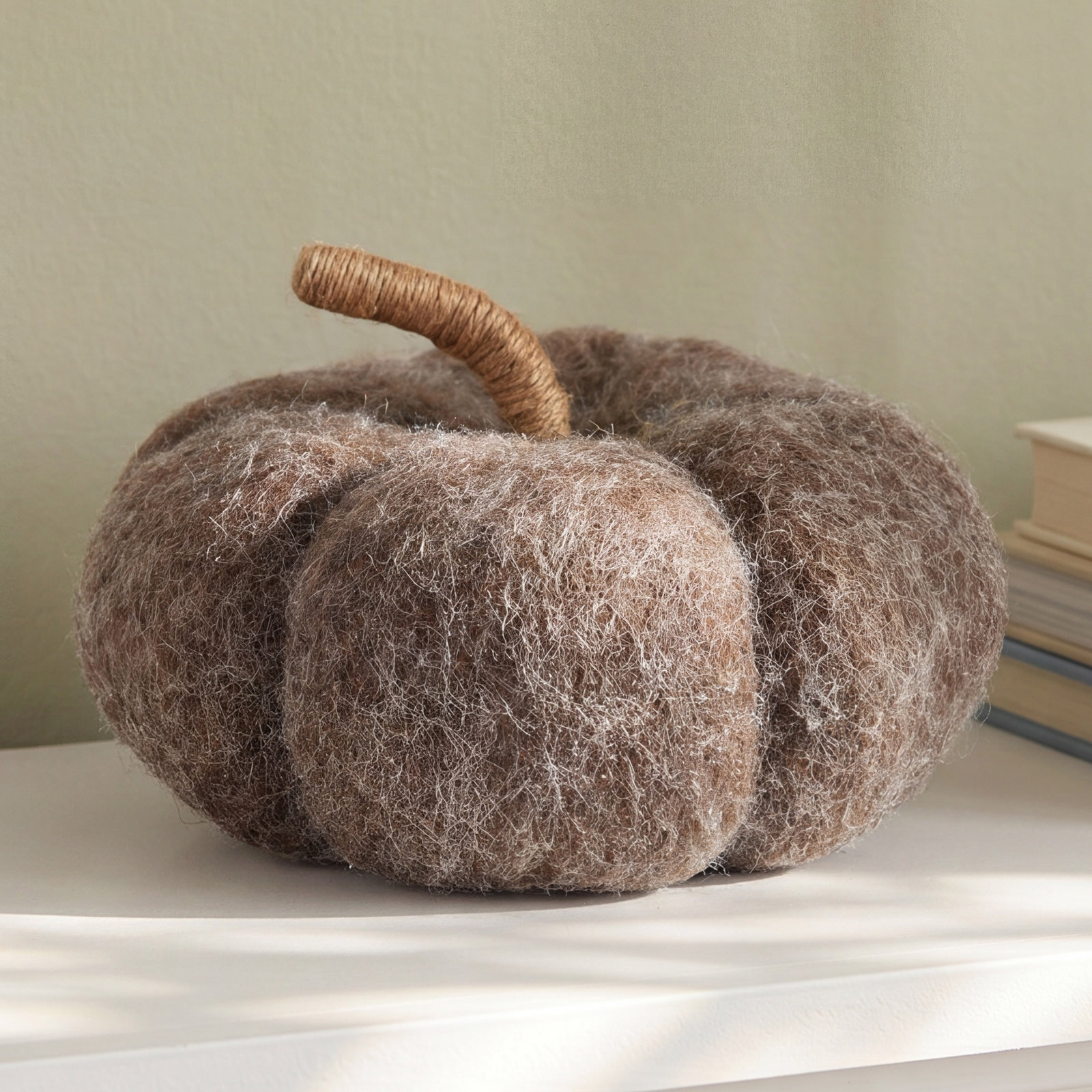 Felt Pumpkin With Jute Wrapped Stem