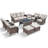 Agnes 7-9 Person Rattan Family Outdoor Furniture Set With T-Back Cushions-1929669157
