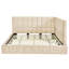 Lit de jour beige rembourré pleine grandeur - Style classique moderne, rehausse la chambre à coucher, avec élégance en velours de lattes, s'adapte à la chambre à coucher, support