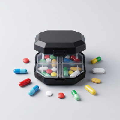 Compartment Storage Organizer Portable 6 Compartments  Box Octagonal Waterproof  Organizer Case Travel Mini Sealed  Container For Vitamins Capsules