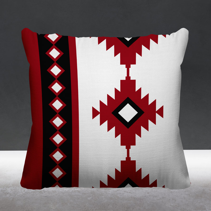 Coussin intérieur / extérieur Carlos Southwestern, L 17 po x H 17 po, Rouge
