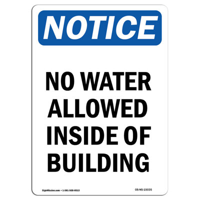 No Water Allowed Inside of Building Sign