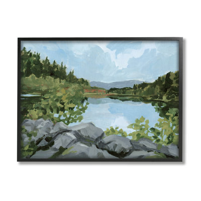 Woodland Lake Rocky Shore par Victoria Barnes - Peinture