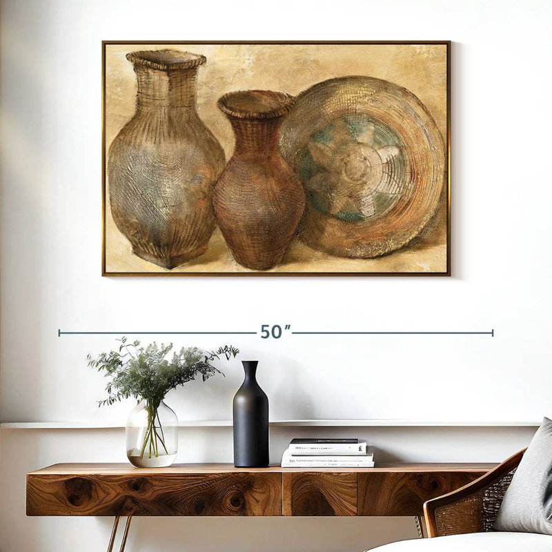 Vaisseaux tissés II, Cadre flottant doré, 40 po x 27 po
