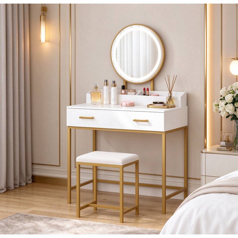 Ensemble de coiffeuse avec miroir et lumières