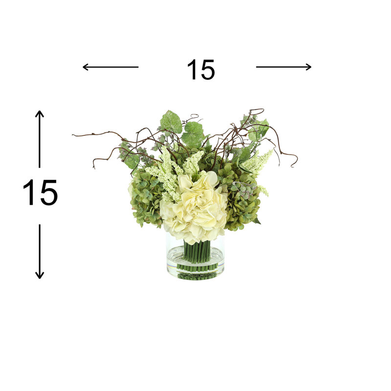 Polysilk Hydrangea Arrangement in Vase