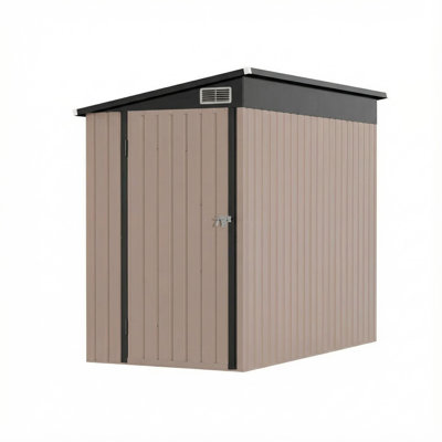 4' x 8' Outdoor Lean-To Metal Storage Shed, Heavy-Duty Wall-Mounted Garden Shed for Bikes, Tools, and Yard Equipment