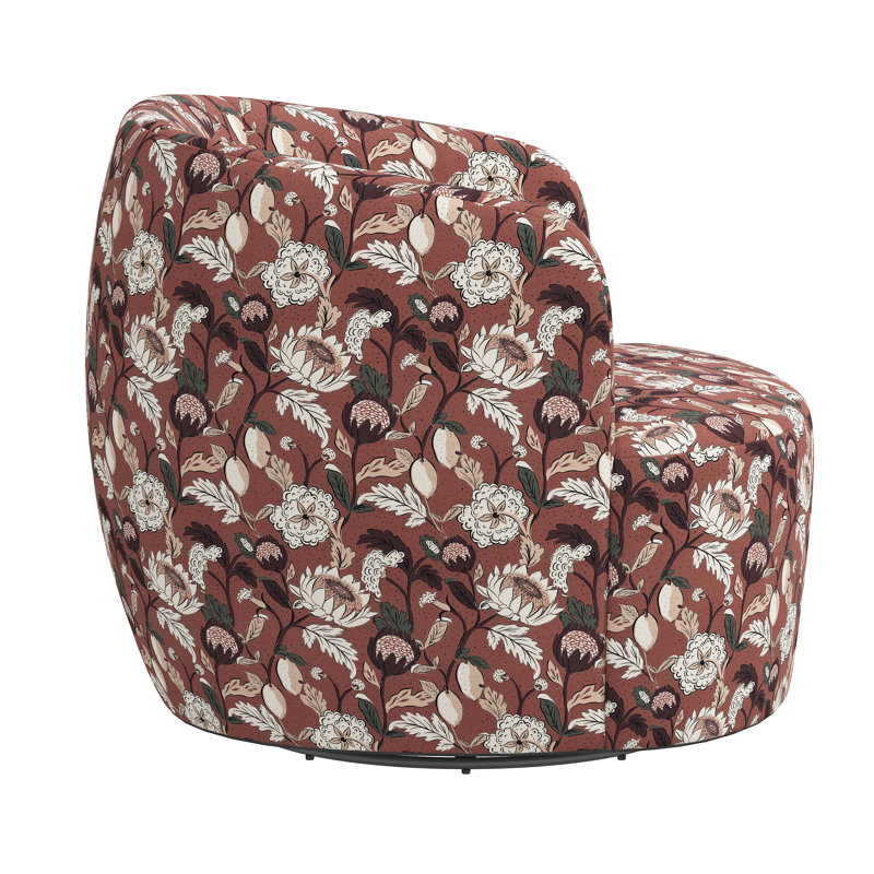 Maya Swivel Chair In Boucle, Dottie Floral Weathered Rose