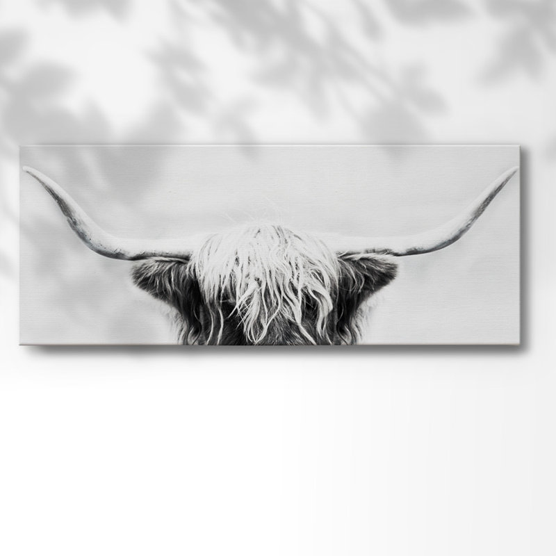 Longhorn sur toile, H 24 po x l 60 po x P 1,5 po