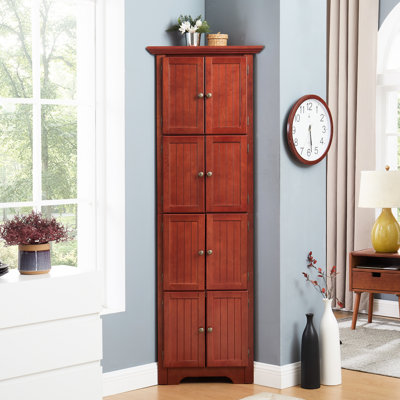 Armoire de salle de bain 8 portes avec intérieur spacieux et tablettes réglables pour rangement dans la salle de bain, le salon et la cuisine