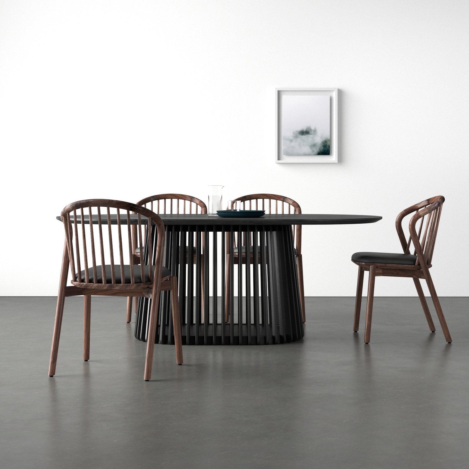 5 - Piece Extendable Dining Set, Black, Walnut