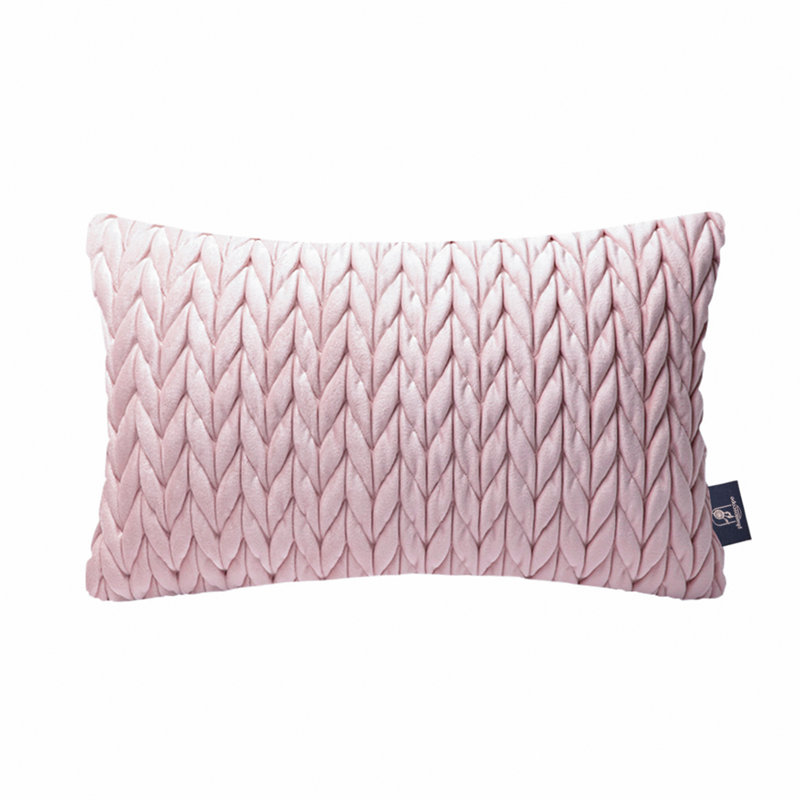 Coussins en velours matelassé, coussin décoratif texturé tressé, Rose clair, Rectangle H 12 po x l 20 po