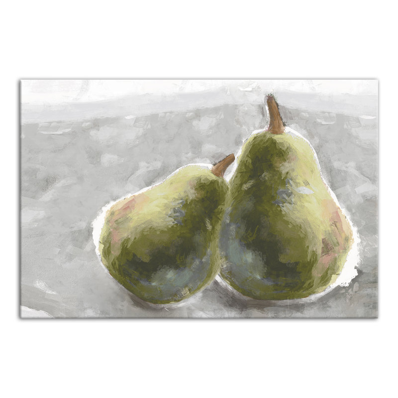 « two poires on gray »-reproduction d’art sur toile enroulée, H 12 po x l 18 po x P 1,25 po