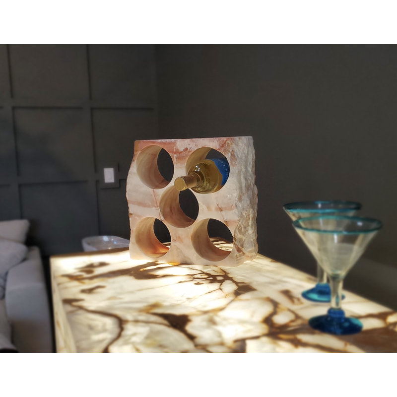 Honeoye 5 - Bottle Solid Wood Wine Bottle Rack in Tan