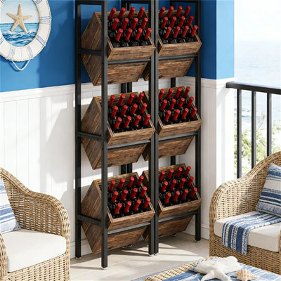 3-tier Modern Wooden Wine Rack Black, 36-bottle Freestanding Wine Storage Class, For Home Bar Wine Cellar Living Room Liquor Display