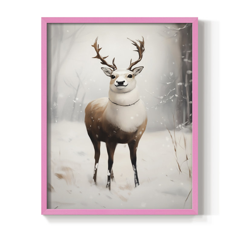 Christmas Holiday Art -Series 2-CCCLXXXIV Framed Print - Solid Wood, 21" H x 17" W, Pink