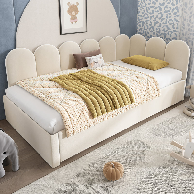 Lit de jour rembourré avec lit escamotable, Beige