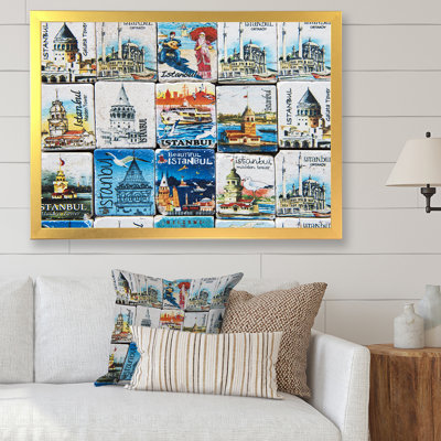 «Istanbul Monument Collage - French Country», reproduction d'art sur toile