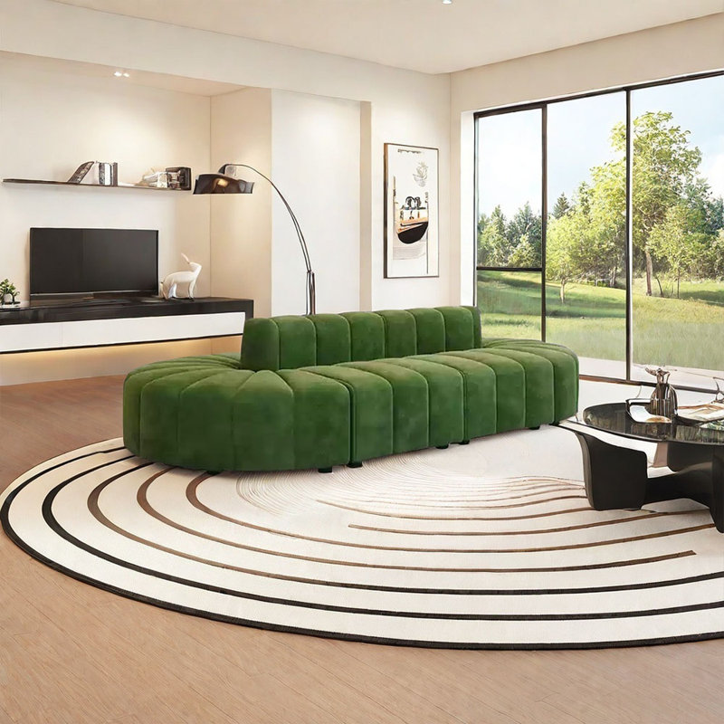 Double sitting shaped Internet celebrity sofa, Green, 29.92" H x 118.11" W x 55.12" D, 6