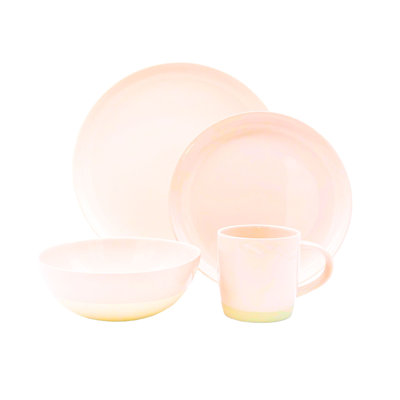 Canvas Home Shell Bisque Porcelain 4 Piece Dinnerware Set, Service For 1