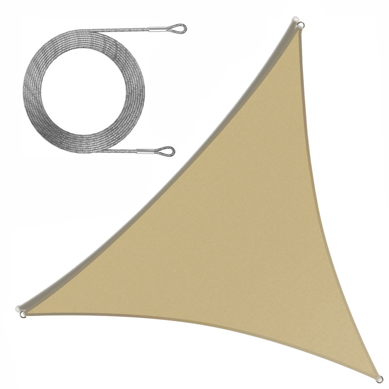 Toile d'ombrage triangulaire, Beige sable, 16 pi x 16 pi x 16 pi