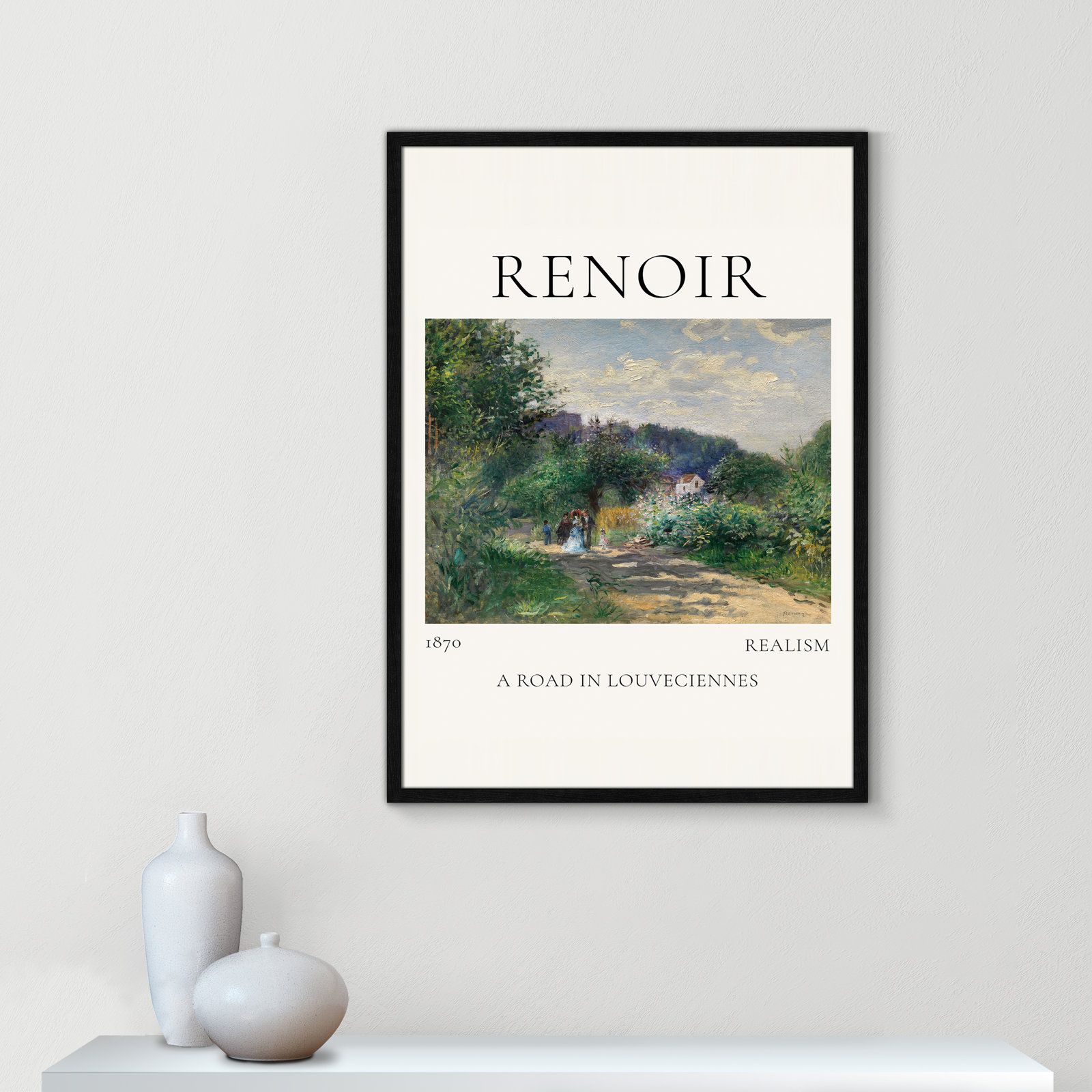 Old Masters Collection "A Road in Louveciennes" Print, No, Black Single Picture Frame, 35.5" H x 25.5" W x 0.75" D