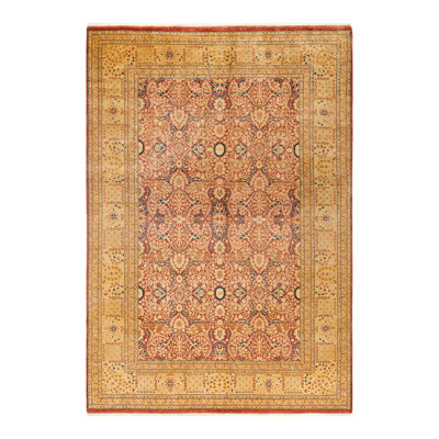 Tapis unique noué à la main Tycho de 6 pi 1 po x 8 pi 10 po orange