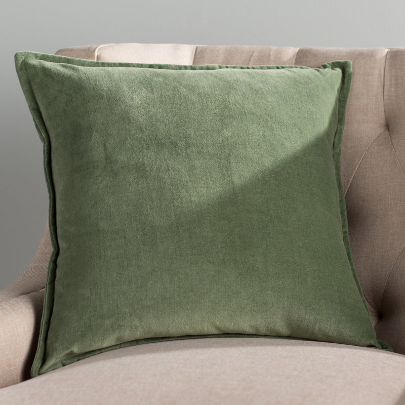 Oreiller 100% coton Edgar Square, Vert foncé, Housse de coussin seulement - sans coussin, H 20 po x l 20 po