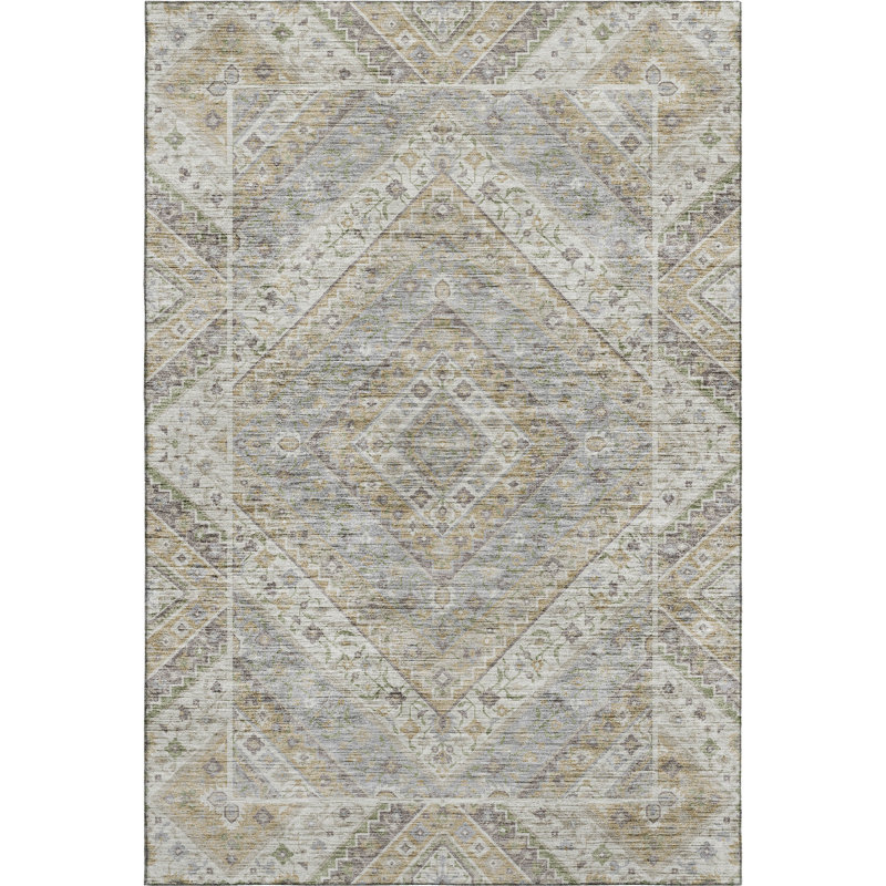 Premium Machine Washable Mayfield AMF2195 geometric Rug, Ivory, 2'6" x 3'10"