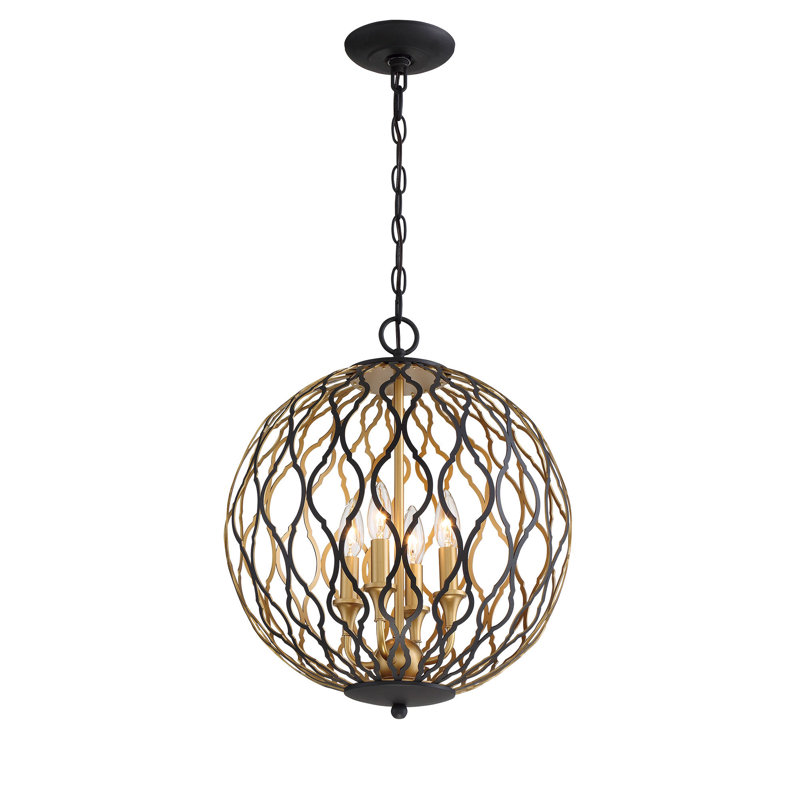 Luminaire sphère suspendu 4 lumières lanterne Fianna