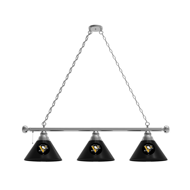 Luminaire suspendu 3 lumières NHL, Chrome, Pittsburgh Penguins