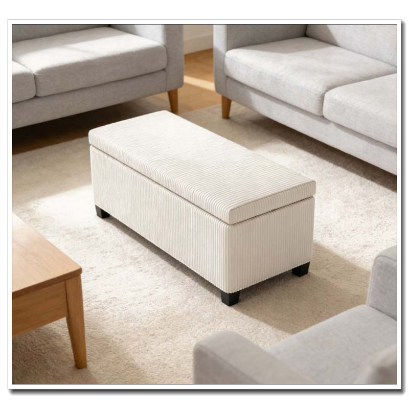 Banc de rangement spacieux avec repose-pieds, Beige