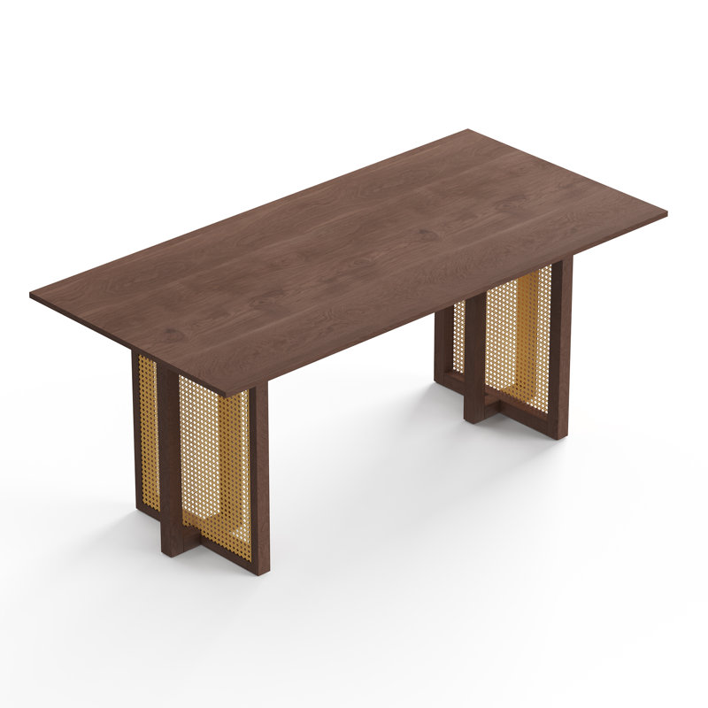 72" Cane Dining Table, Walnut