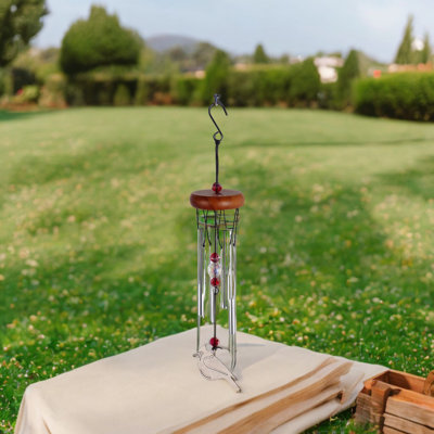 11" Long Cardinal Wood Top Wind Chime