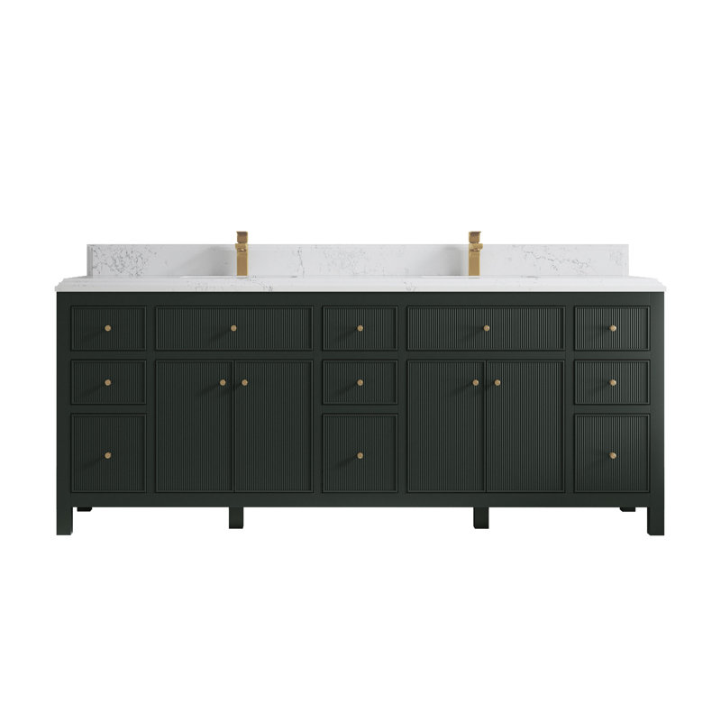 84'' Double Bathroom Vanity with Quartz Top